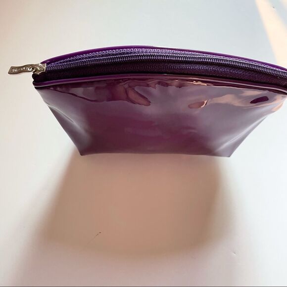 Lancôme Paris Makeup Bag Purple Patent Faux Leather Cosmetic Pouch Rare Vintage - Picture 3 of 10